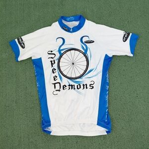 Mt Borah Speed Demons Blue & White Cycling Jersey Sz Medium